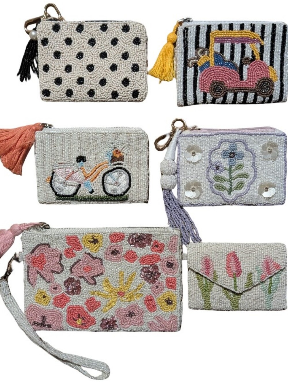 Hand Beaded Zipper Bags 6 NWOT: Wandering Moon, Sol and Mer, America & Beyond